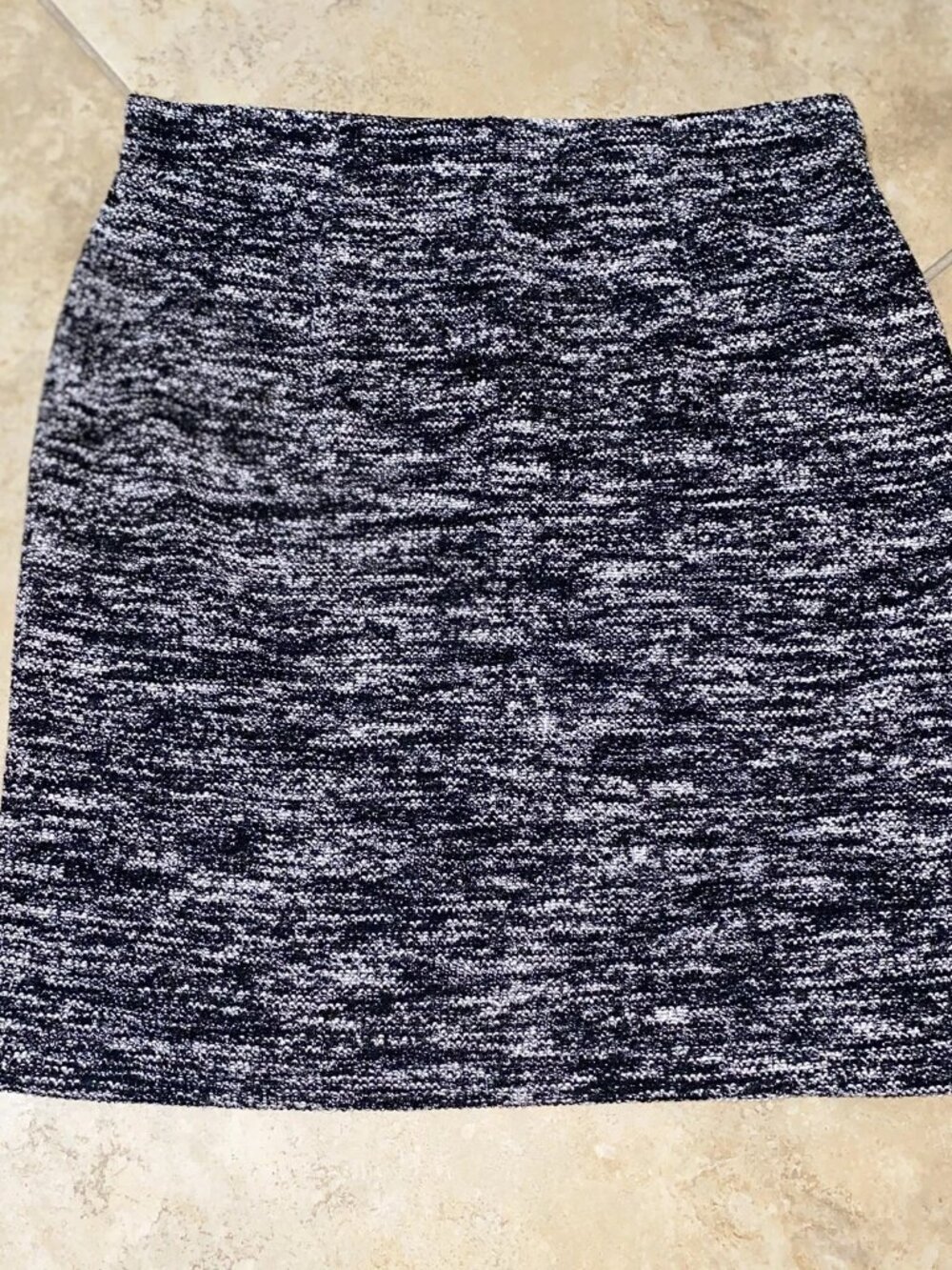 NWT$98 Max Studio Tweed Knit Mini Skirt Black White Elastic Waist New Sz L Large - Picture 12 of 13